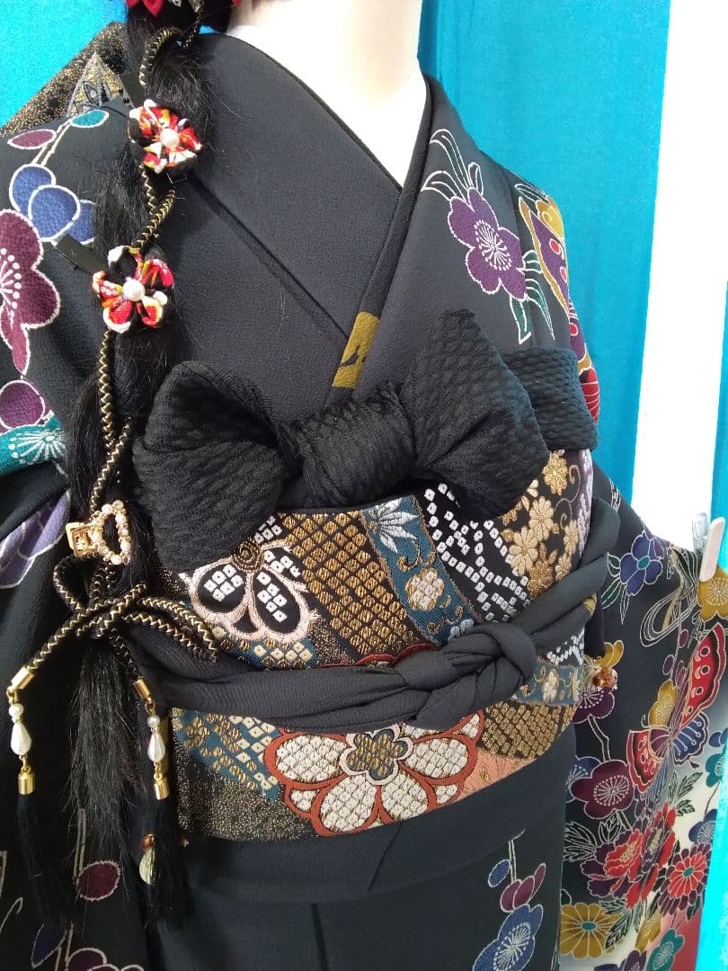 振袖フルセット、正絹紅型振袖、成人式、重ね衿、帯揚げ帯締め、西陣袋帯、長襦袢