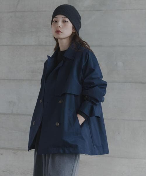 新品◆撥水ショートトレンチコート《NAVY：38》◆サニーレーベル
