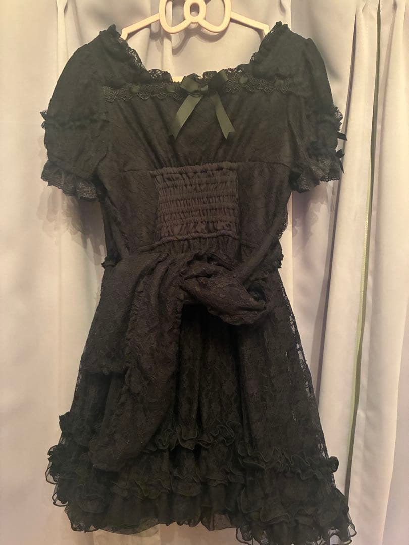 LIZLISA ダブルレースアップリボンワンピース 黒 新品未使用
