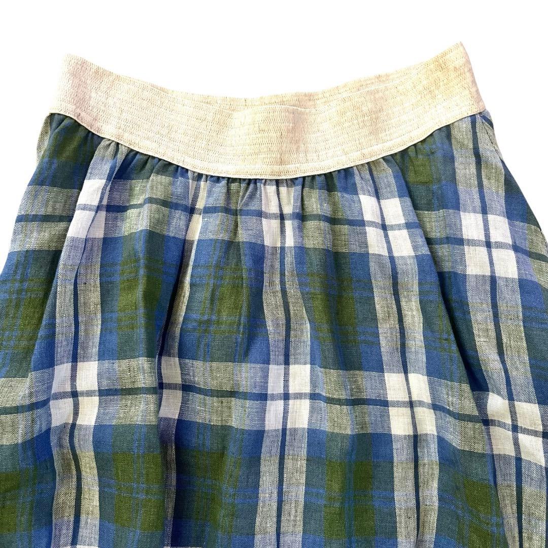【新品タグ付】O'NEILofDUBLIN リネン チェックSWINGSKIRT