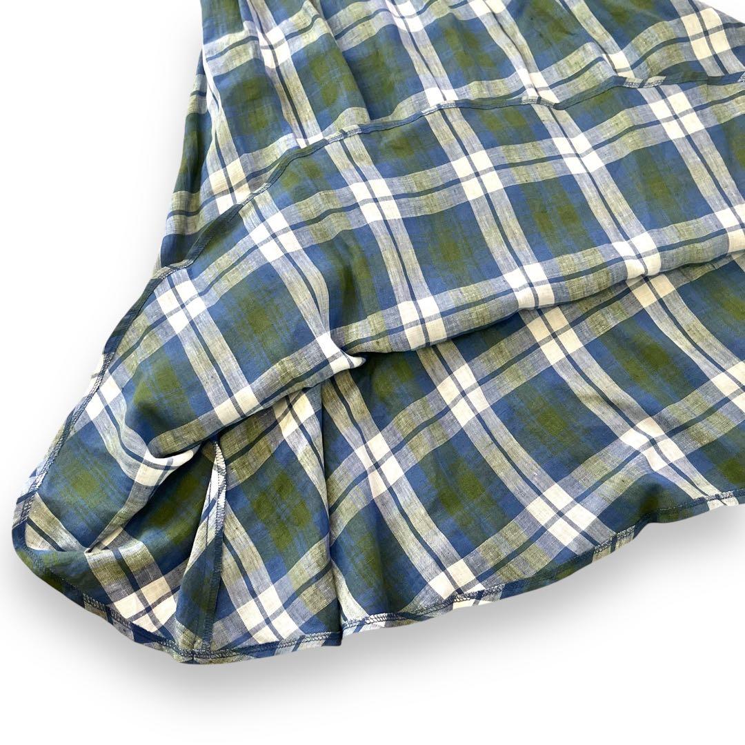 【新品タグ付】O'NEILofDUBLIN リネン チェックSWINGSKIRT