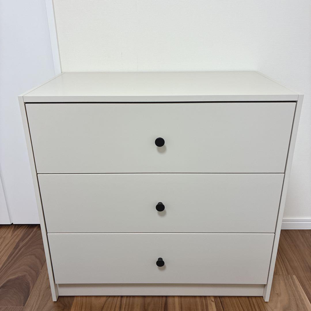 【完成品】IKEA GURSKEN グールスケン 3段チェスト ライトベージュ