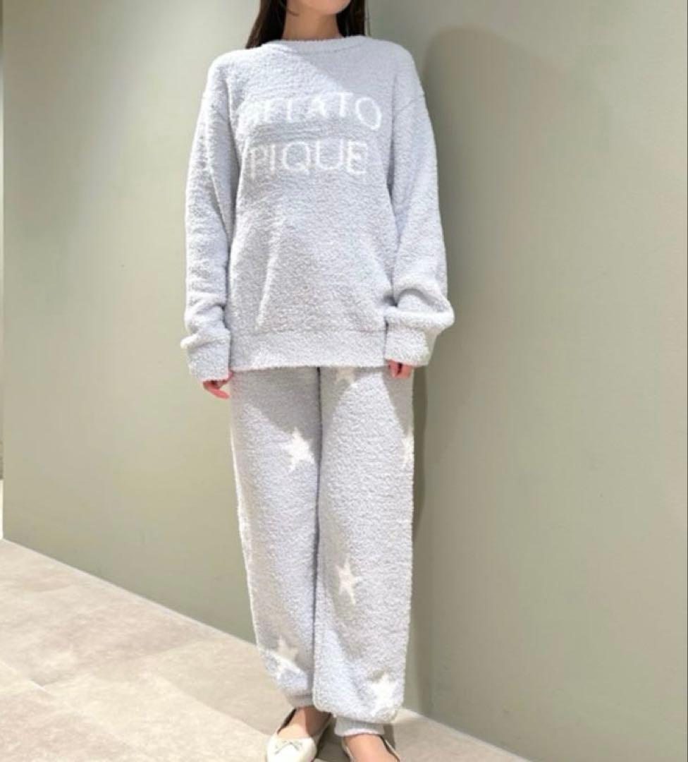 ジェラートピケ　限定　パウダースタージャガードプルオーバー&ロングパンツ　ロゴ
