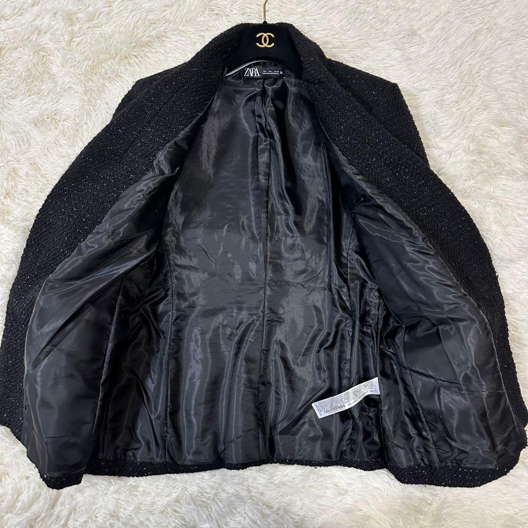 ZARA ラメ混ダブルブレストジャケット Lサイズ