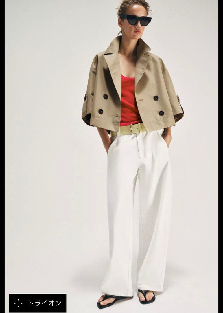 【完売品】ZARA ショート丈ショートスリーブトレンチコート XS 新品タグつき