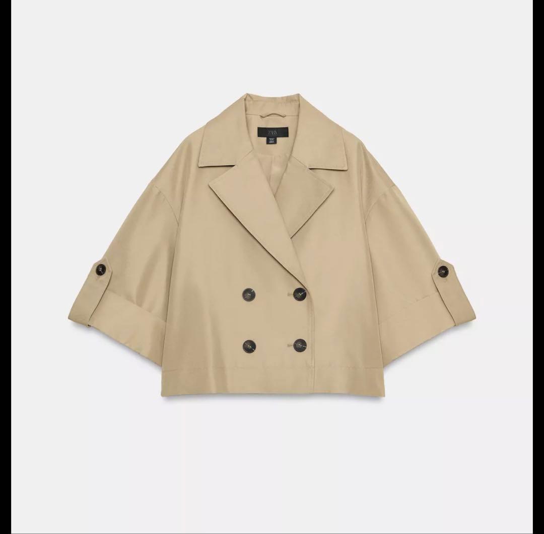 【完売品】ZARA ショート丈ショートスリーブトレンチコート XS 新品タグつき