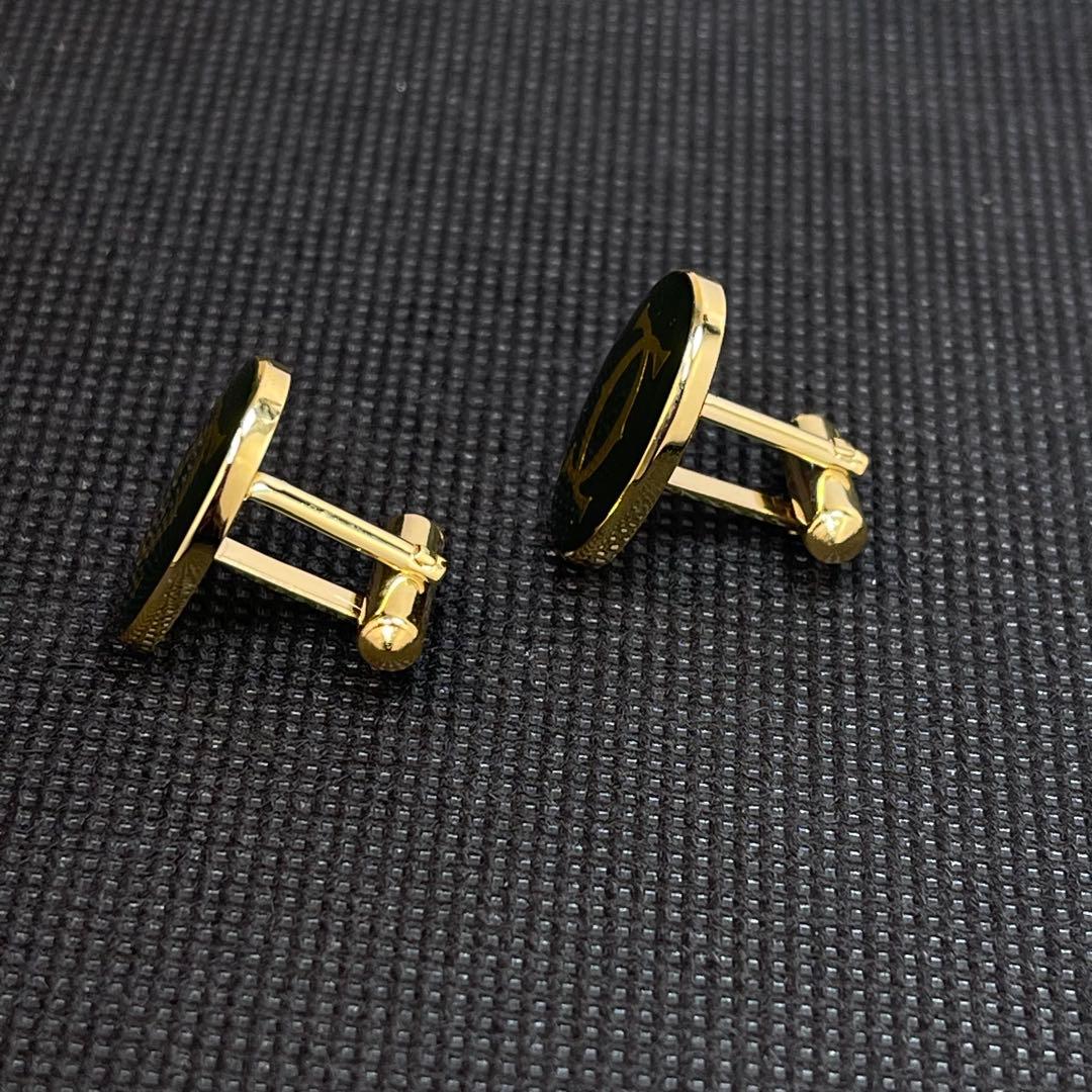 Cartier カルティエ　カフス　ラウンド　ゴールド　黒　#A-190