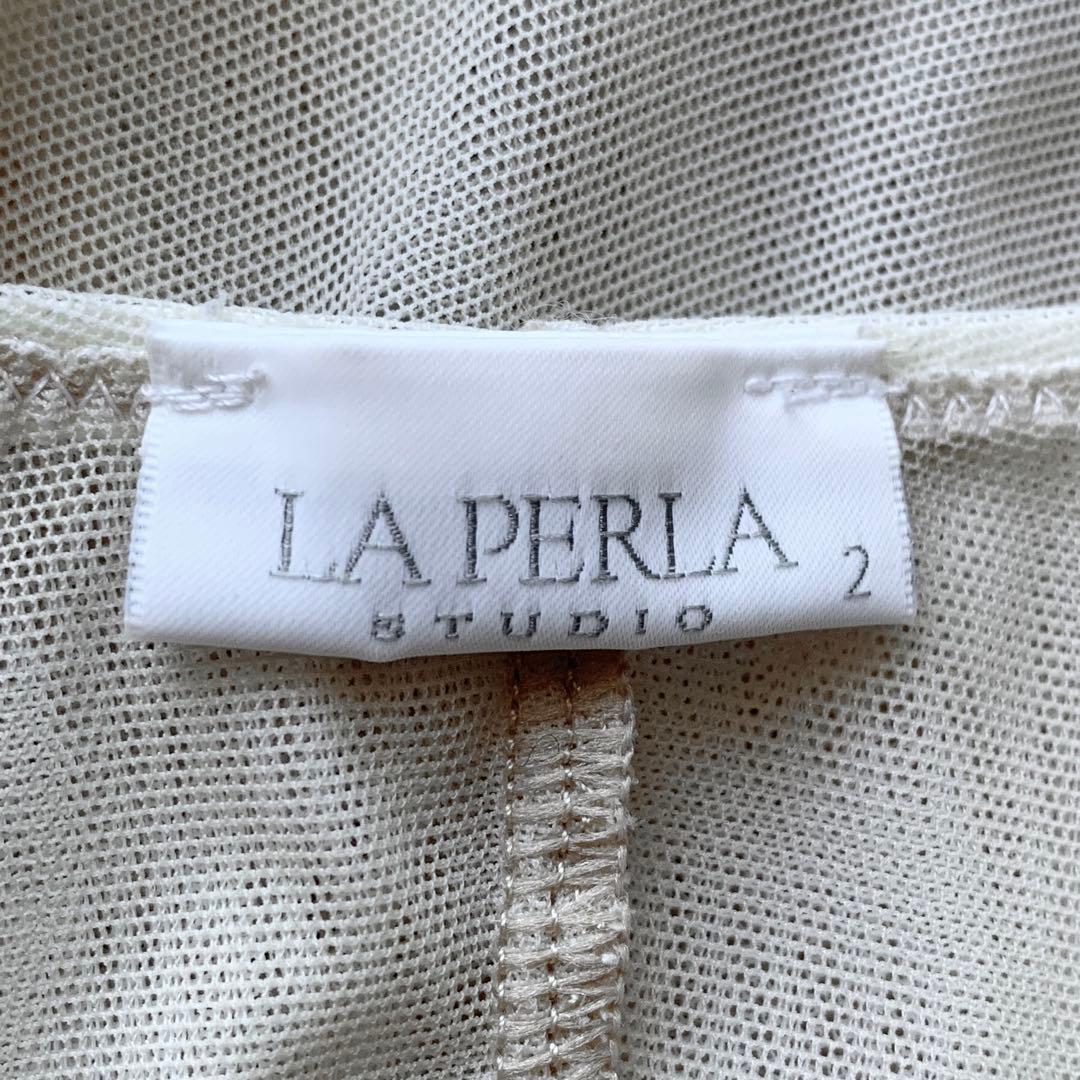 La Perla メッシュクロス レーヤーズ 淡いベージュ 透け感キャミソール