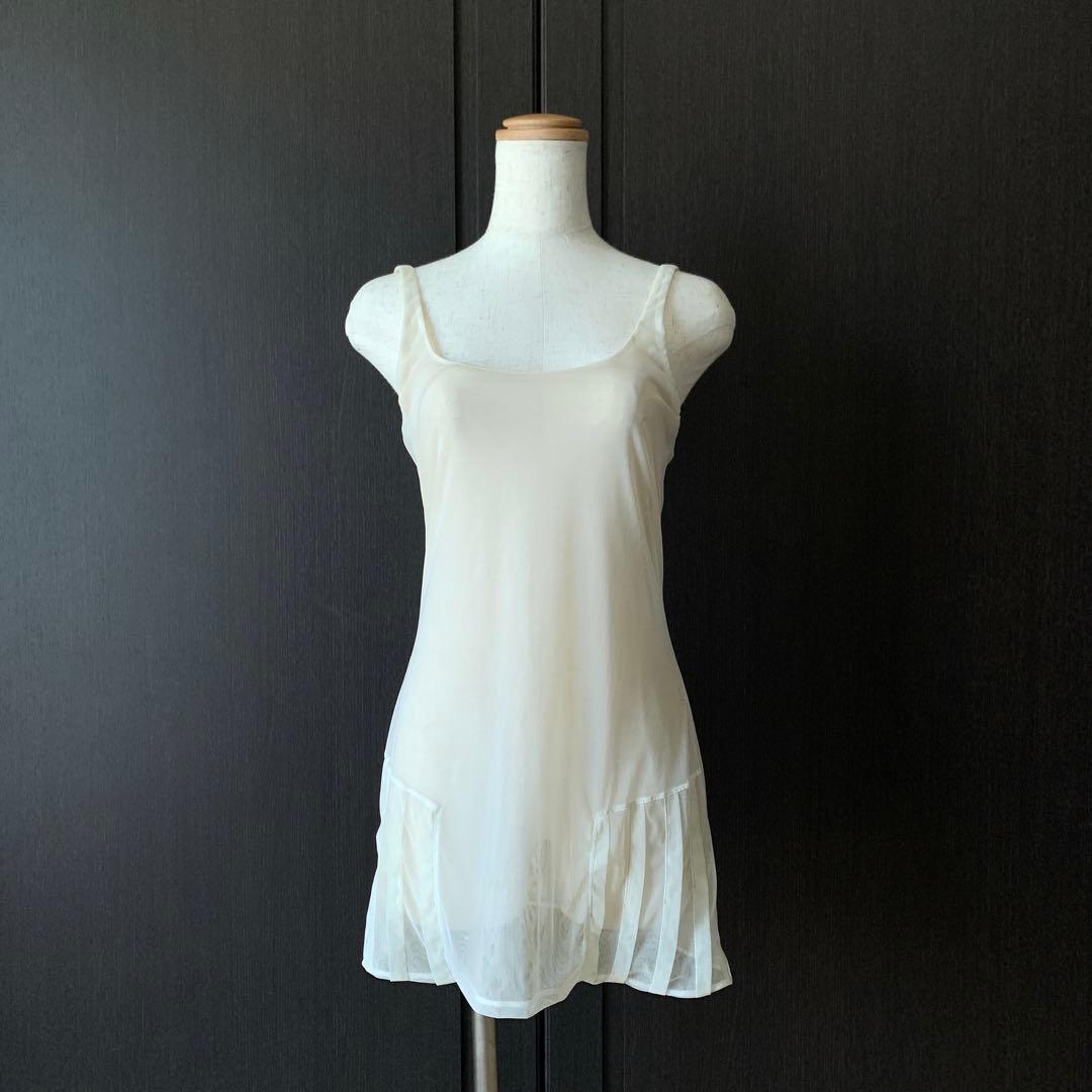 La Perla メッシュクロス レーヤーズ 淡いベージュ 透け感キャミソール