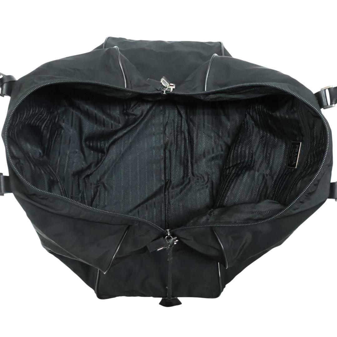 美品 PRADA プラダ ボストンバッグ 2way 3角ロゴ 白タグ ブラック