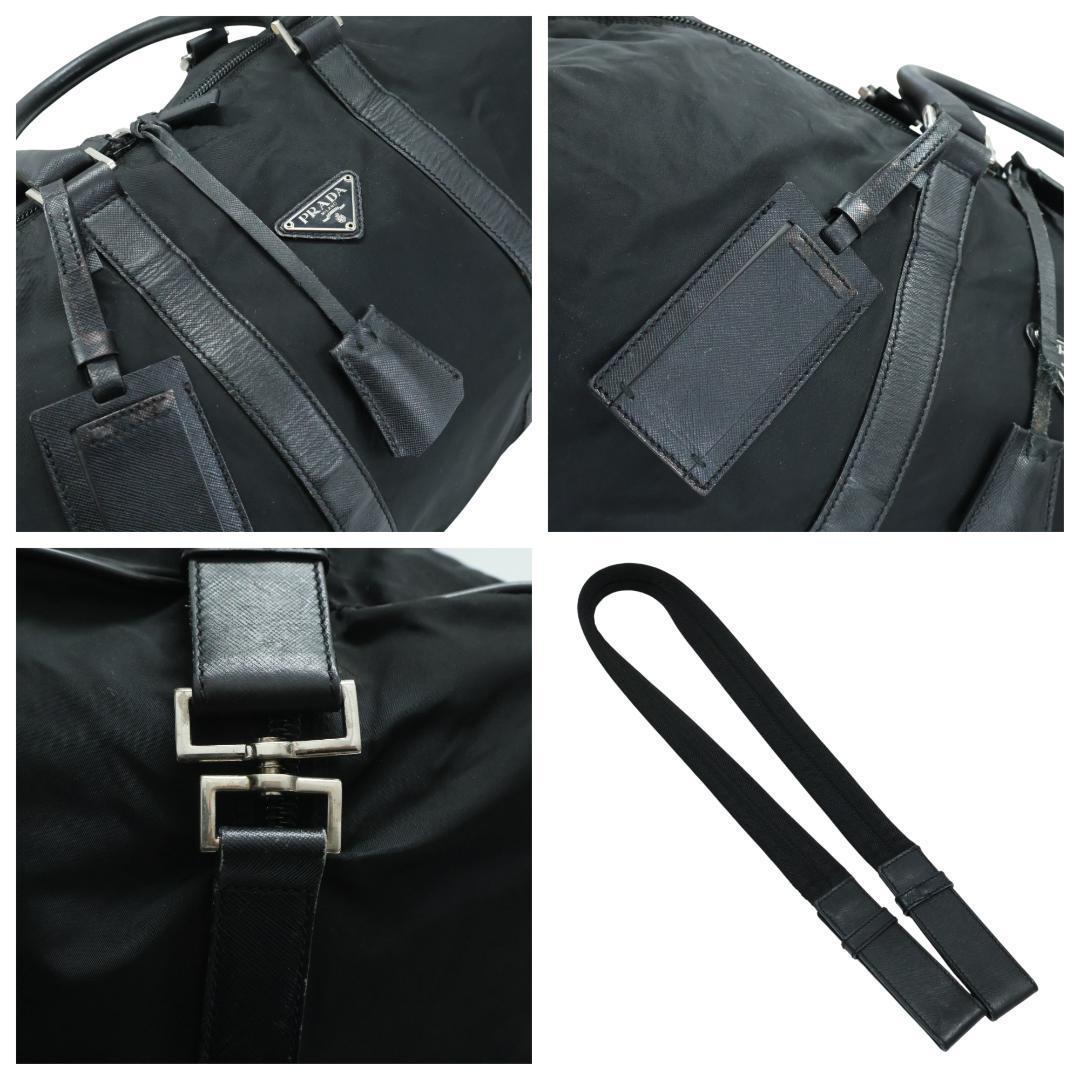 美品 PRADA プラダ ボストンバッグ 2way 3角ロゴ 白タグ ブラック