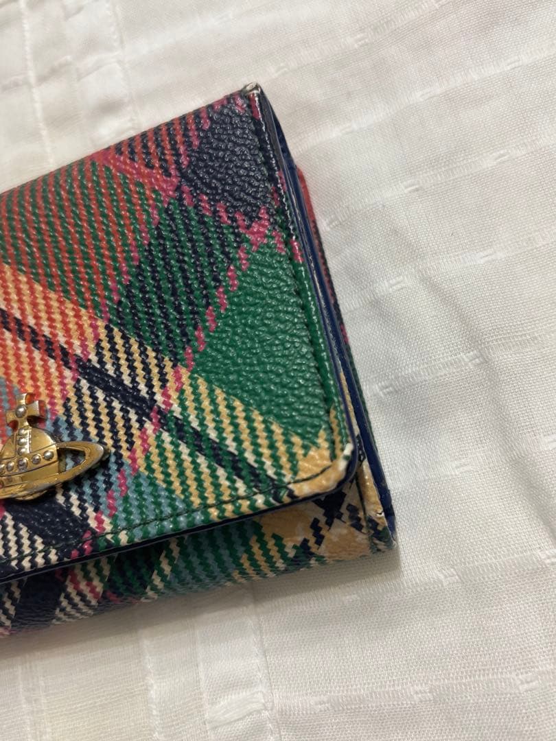 ヴィヴィアンウエストウッド三つ折りがま口財布 チェックカラー