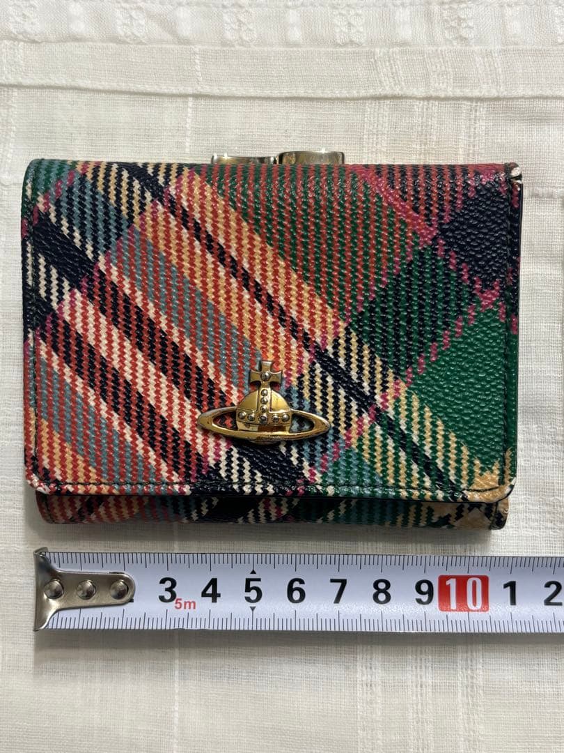 ヴィヴィアンウエストウッド三つ折りがま口財布 チェックカラー