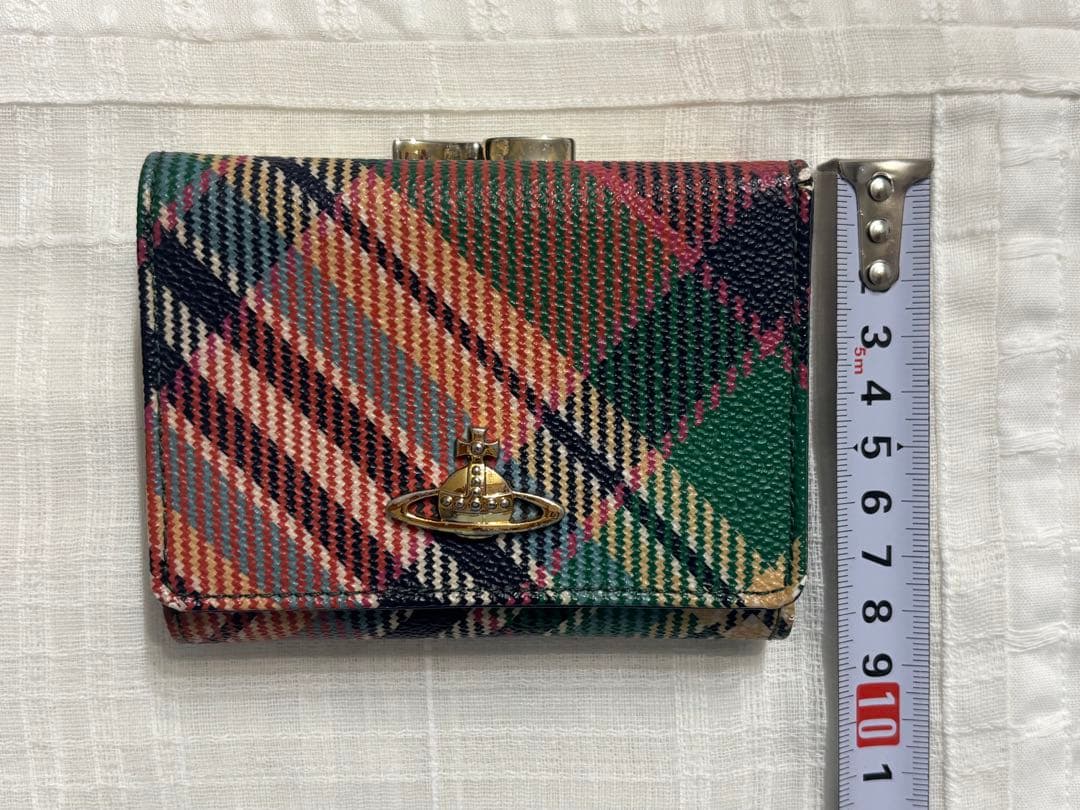 ヴィヴィアンウエストウッド三つ折りがま口財布 チェックカラー