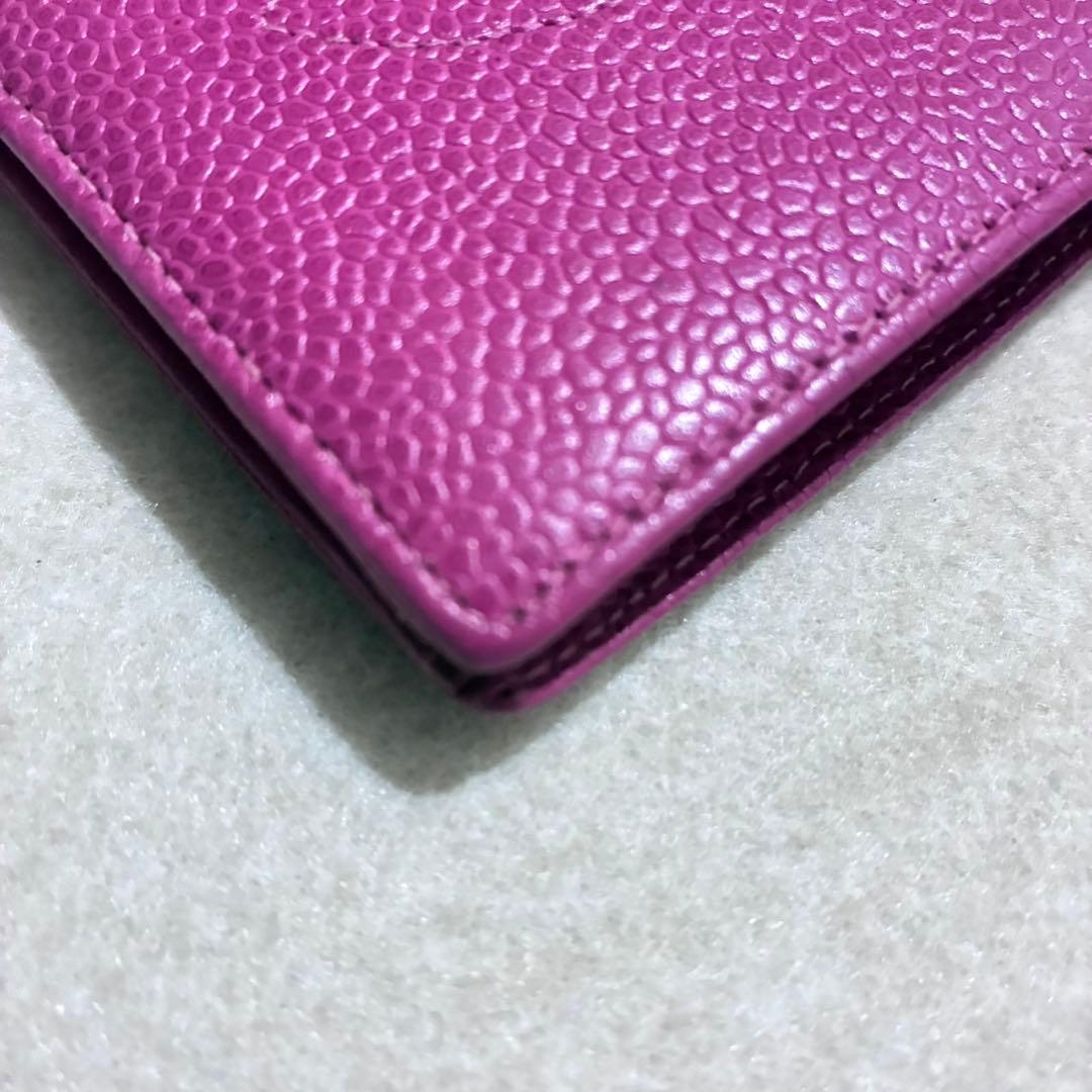 シャネル　ココマーク　キャビアスキン　２つ折り財布　ピンク