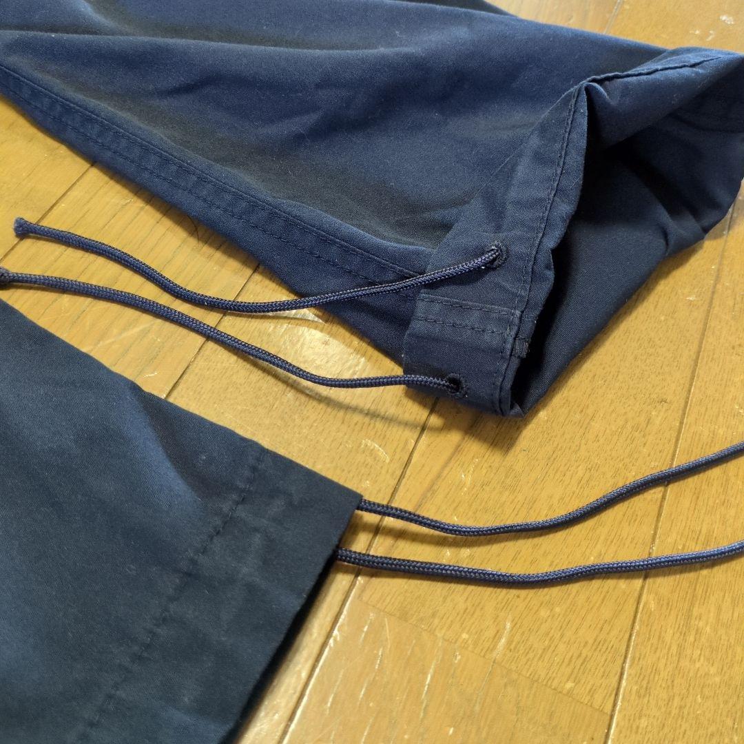 ネイビー サルエルパンツ ドローストリング付き