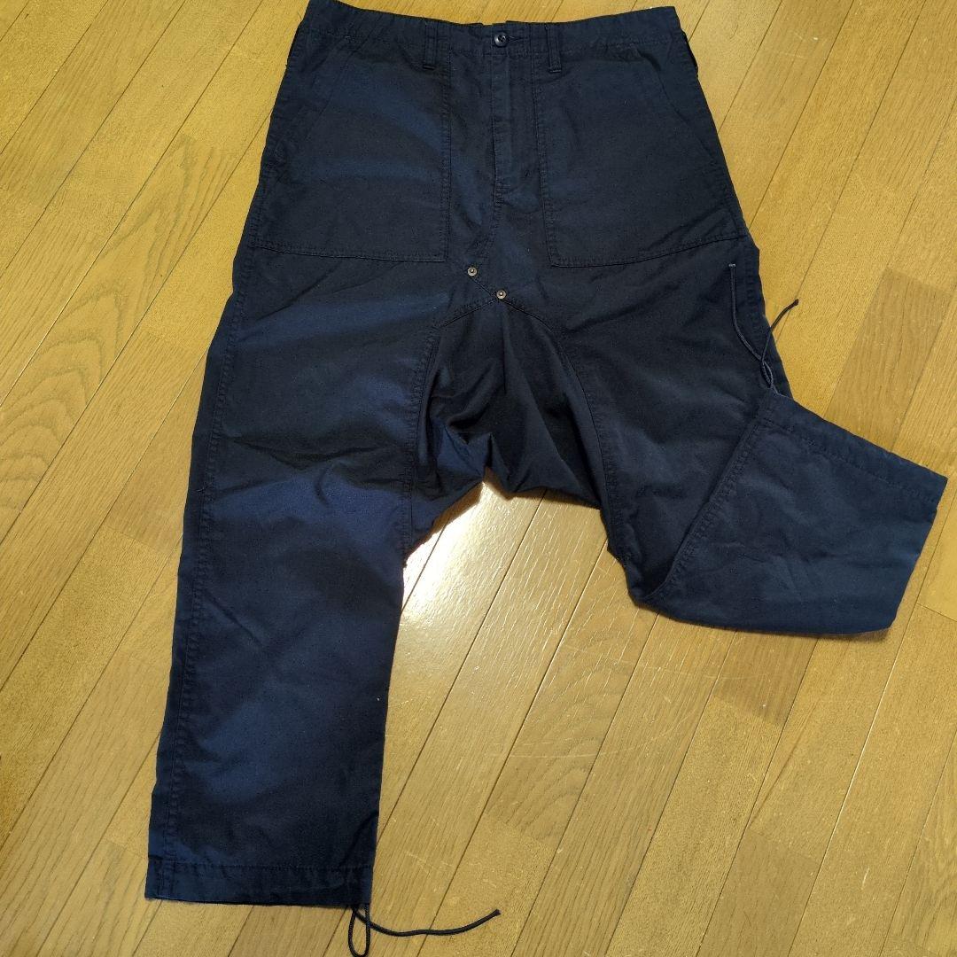 ネイビー サルエルパンツ ドローストリング付き