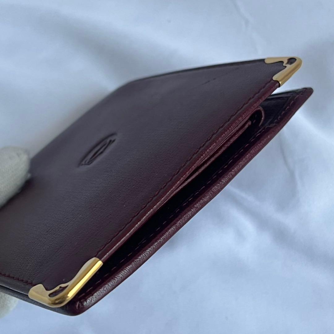 ✨未使用級✨　Cartier 　折り財布　財布　ボルドー　レザー　マストライン