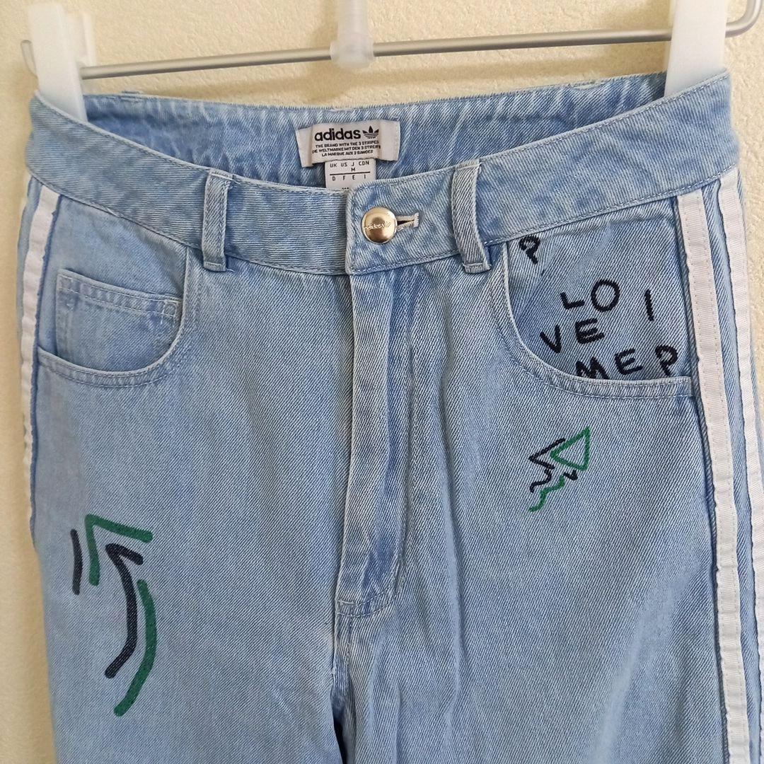 adidas　FIORUCCI　デニムトラックパンツ　刺繍　サイドボタン