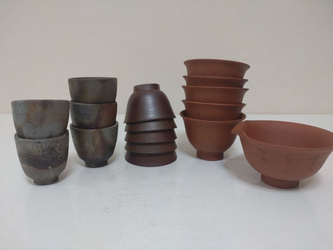 煎茶道具まとめて　備前焼　常滑焼　煎茶碗　湯冷まし