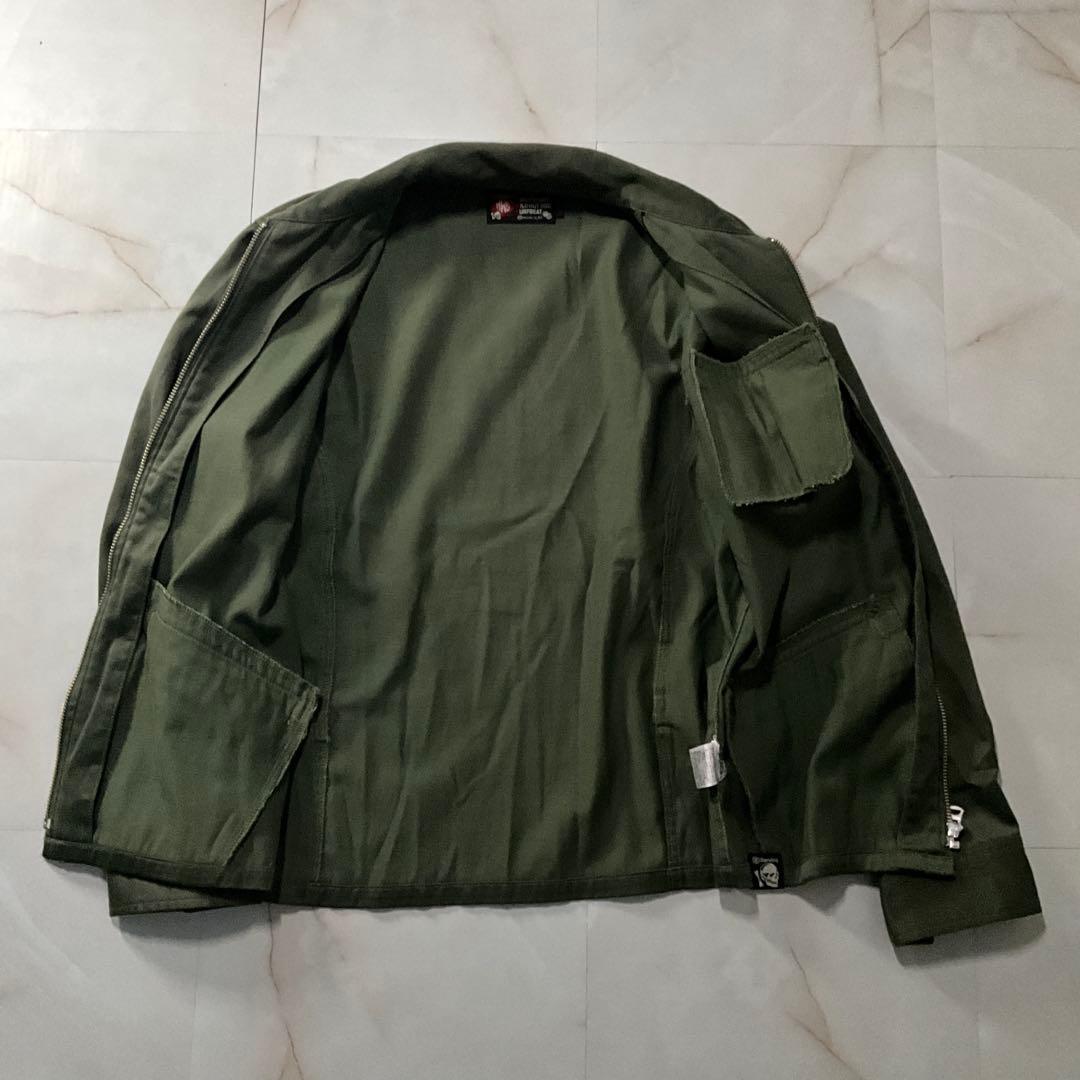 M.W.S ワークジャケット ミリタリー カーキ 背面ビッグロゴ M