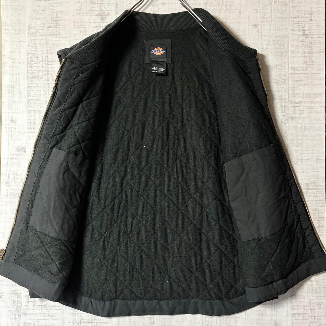 ディッキーズ ダックベスト 裏キルティング 前ファスナー 黒 大きいサイズXXL