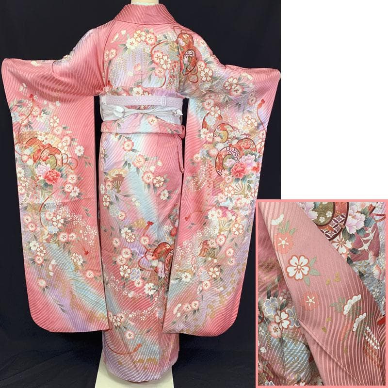 602z34☆振袖 小柄な方にも 古典柄 ピンク☆美品 成人式 結婚式 十三参り