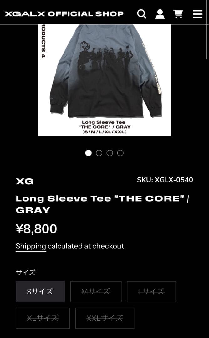 XG ロンT \"THE CORE\" / GRAY Ｍサイズ　セリア宇宙人おまけ