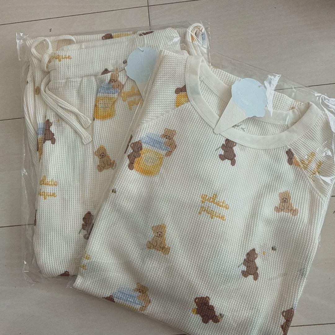 新品 はちみつベア柄プルオーバー＆ロングパンツセット