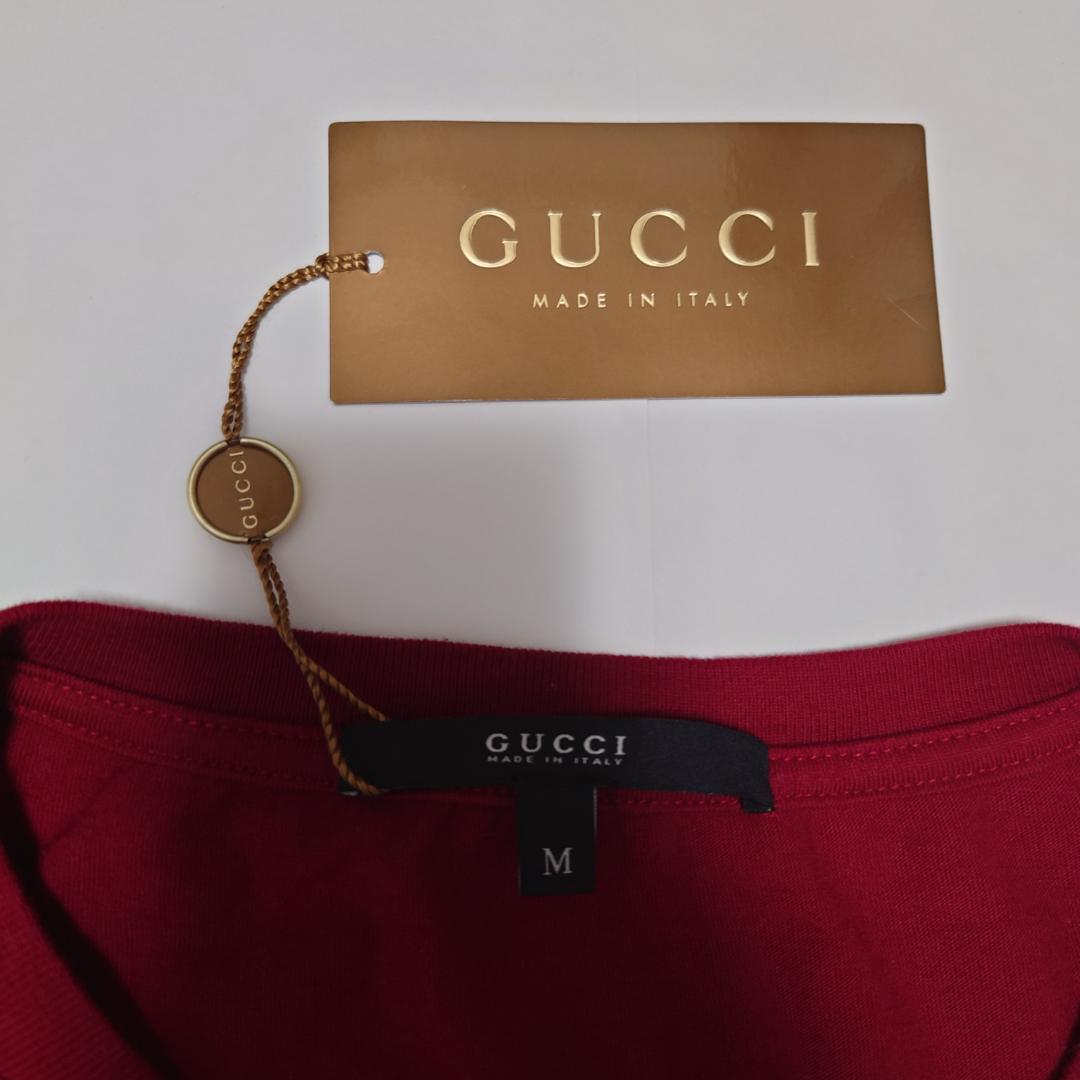 GUCCI　Tシャツ　Made in italy　グッチ　エンジ
