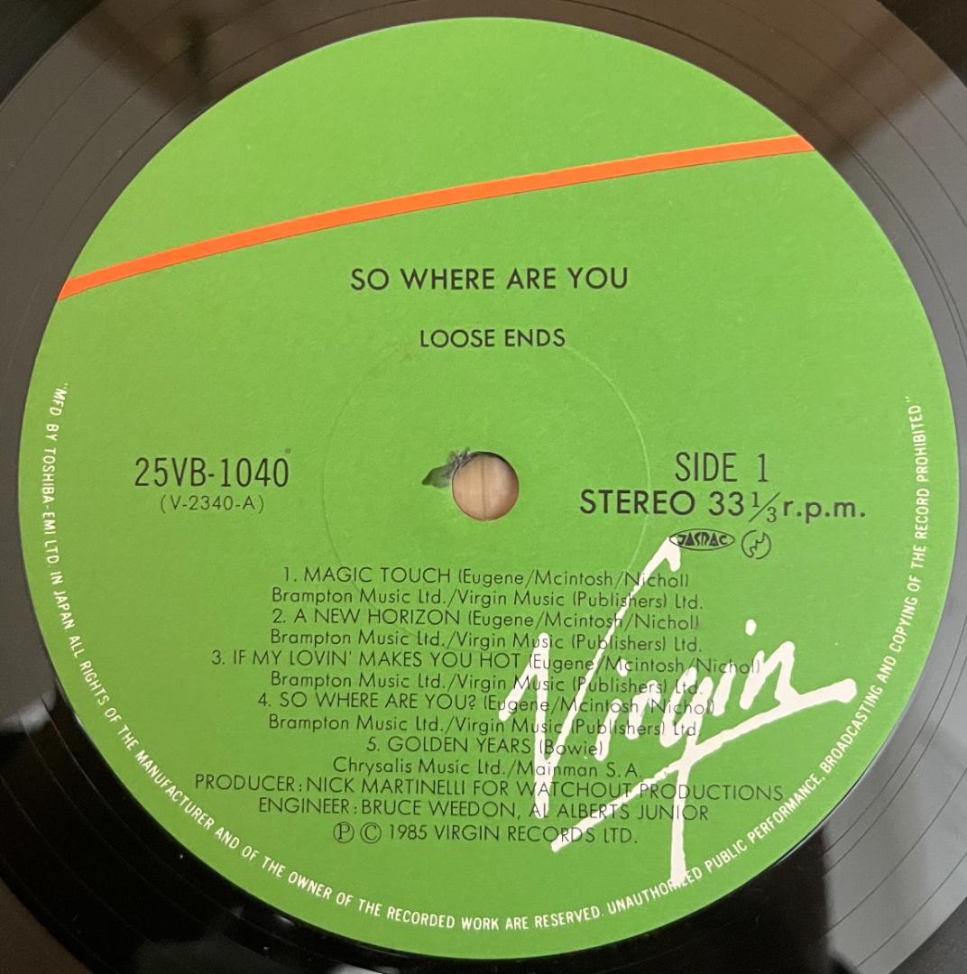 LP Loose Ends – So Where Are You? 日本盤帯付