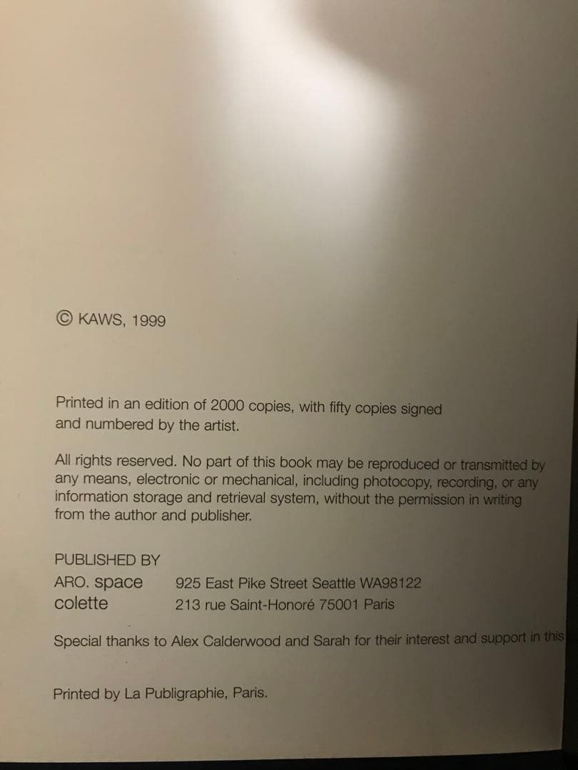 KAWS作品集『KAWS EXPOSED 』’99年colette他/限2000