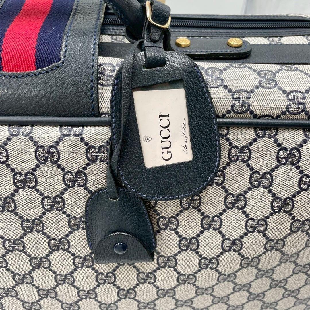 【極美品】 GUCCI グッチ ボストンバッグ トラベルバッグ ネイビー 紺