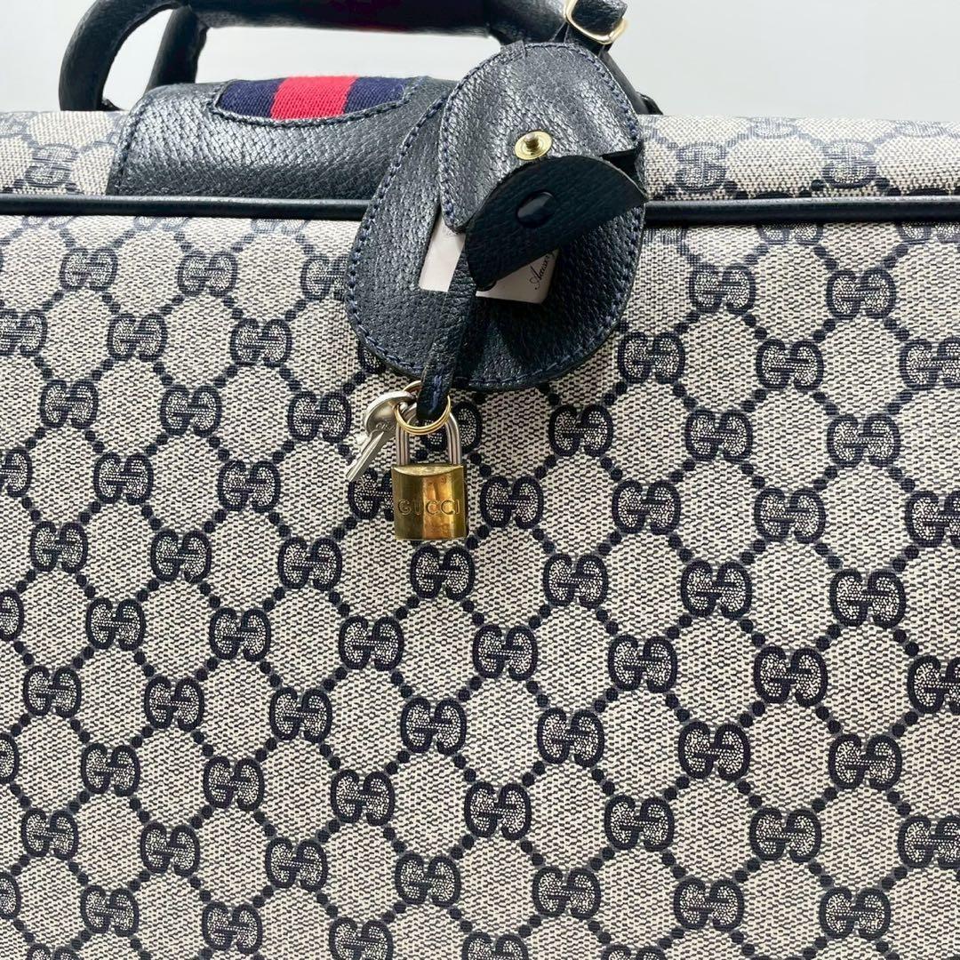 【極美品】 GUCCI グッチ ボストンバッグ トラベルバッグ ネイビー 紺