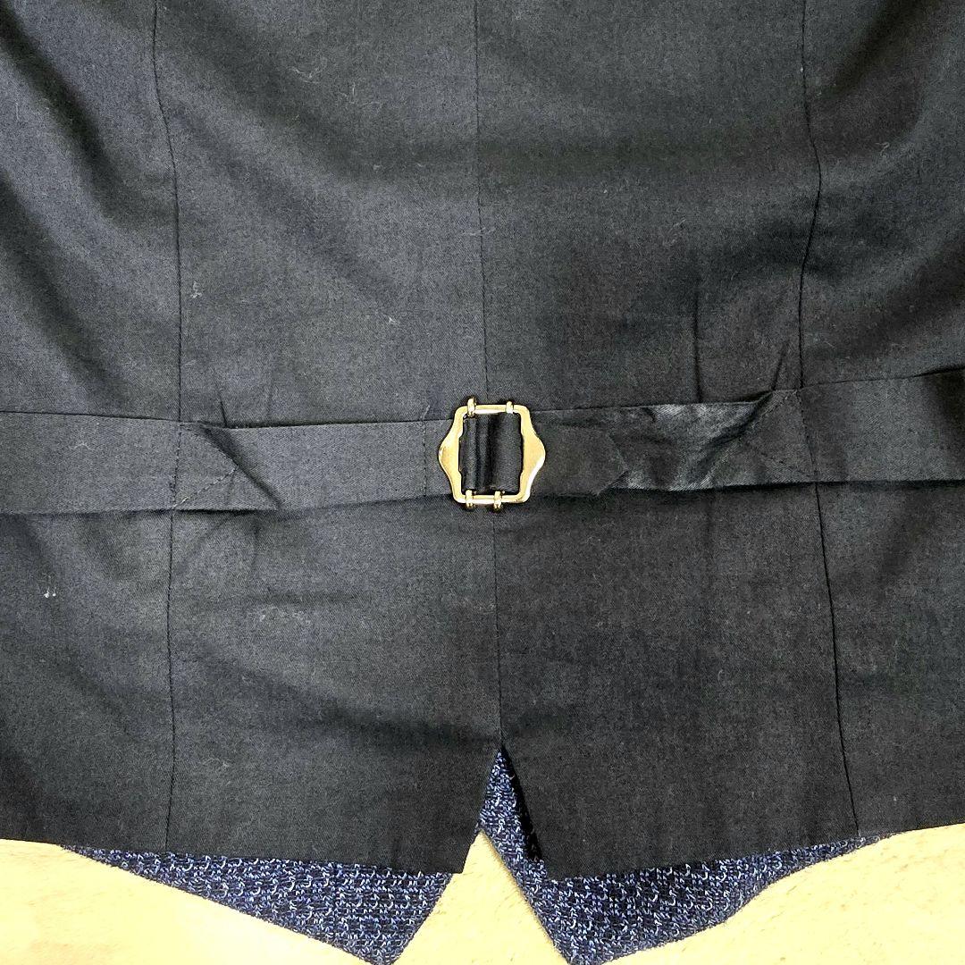 ラルディーニ LARDINI イタリア製 ベスト ジレ リネン ネイビー 44