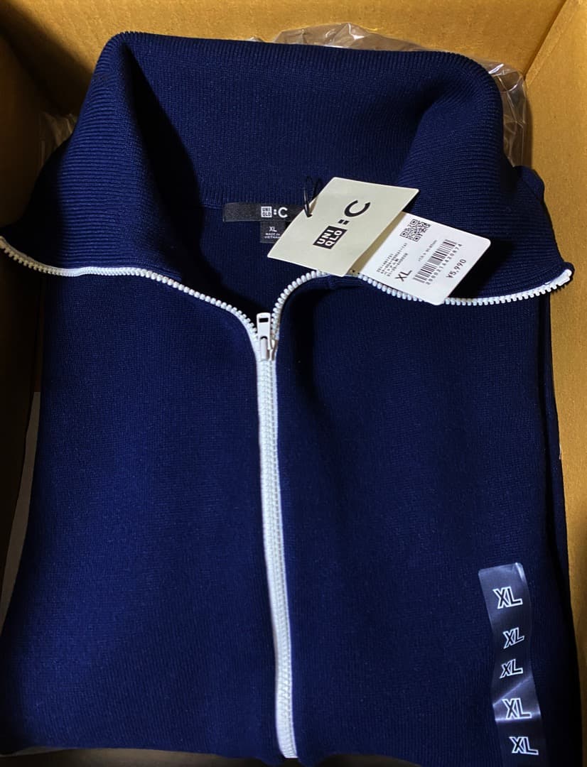 UNIQLO C ミラノリブフルジップカーディガン XL ネイビー ユニクロ