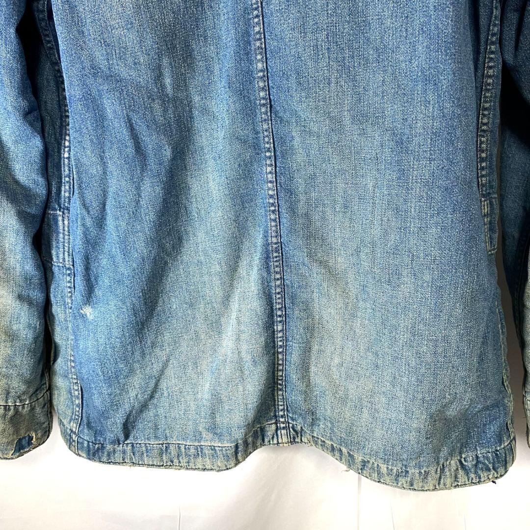 BLUEBLUE メンズS～M ダメージ加工 薄中綿入り 裏付き カバーオール