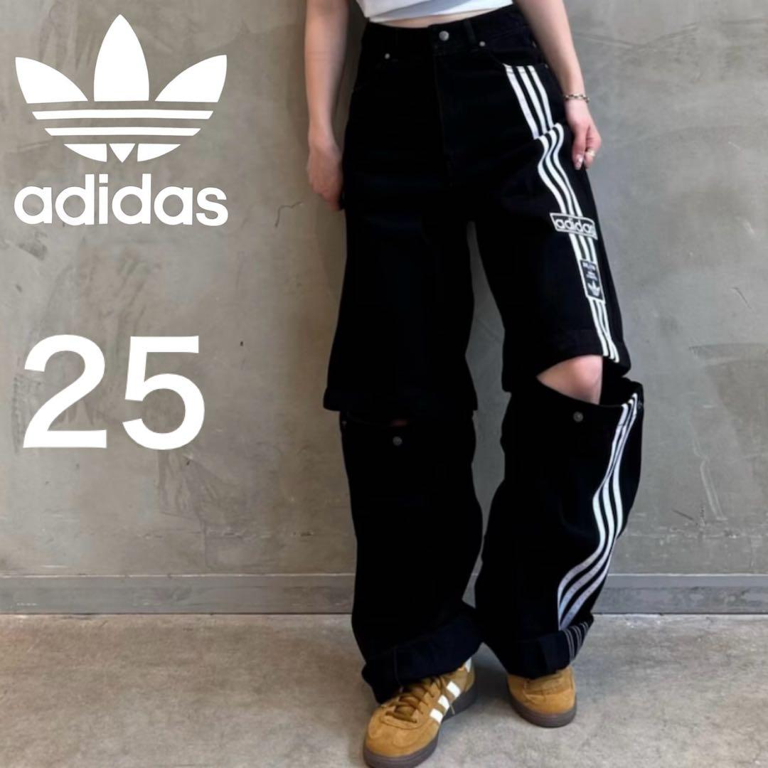 新品25⭐️adidas アディブレイク 2-IN-1 デニムパンツ 黒&白 2点