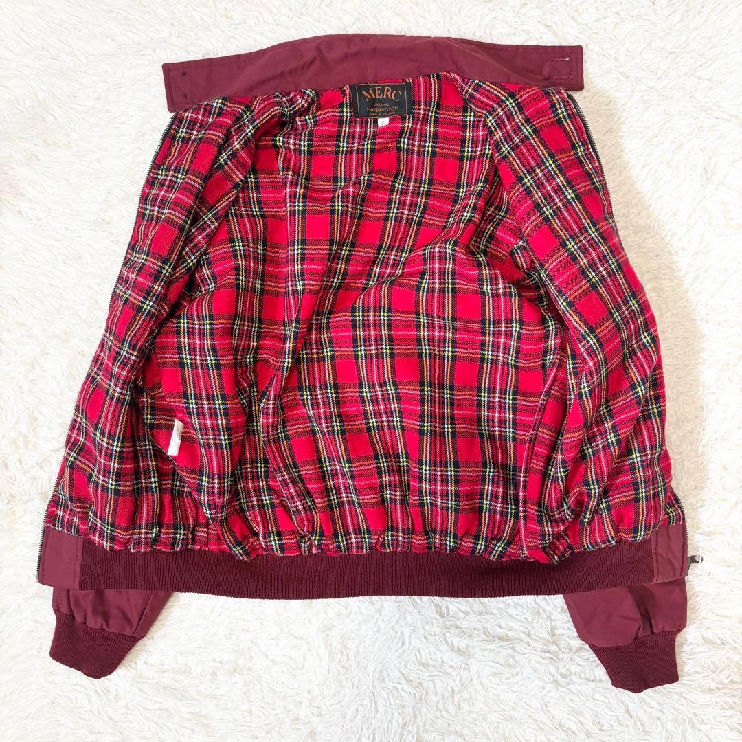 【美品】 MERC ハリントンジャケット 英国製 タータンチェック ボルドー S