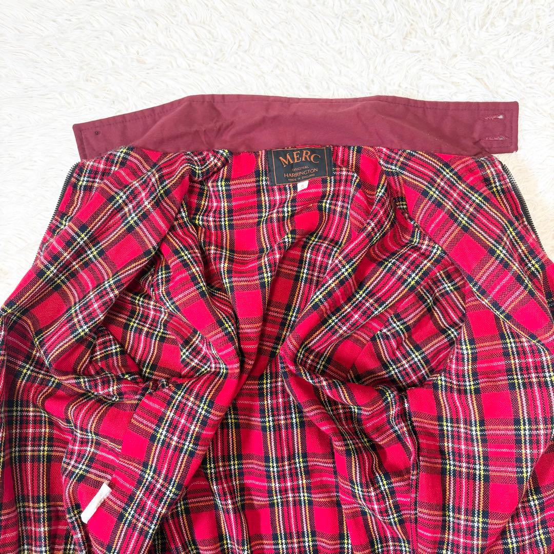 【美品】 MERC ハリントンジャケット 英国製 タータンチェック ボルドー S