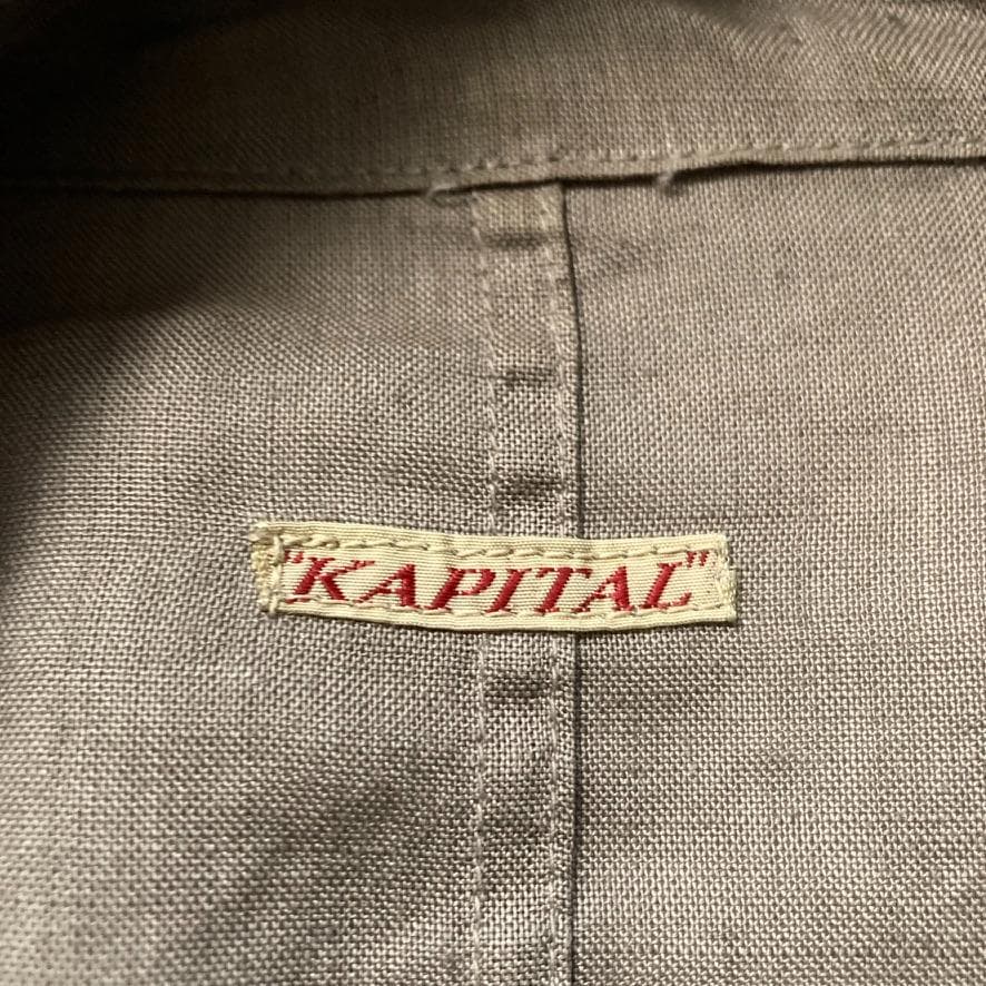 【希少ビンテージ】KAPITAL　リネン ノーカラージャケット ストール 変形
