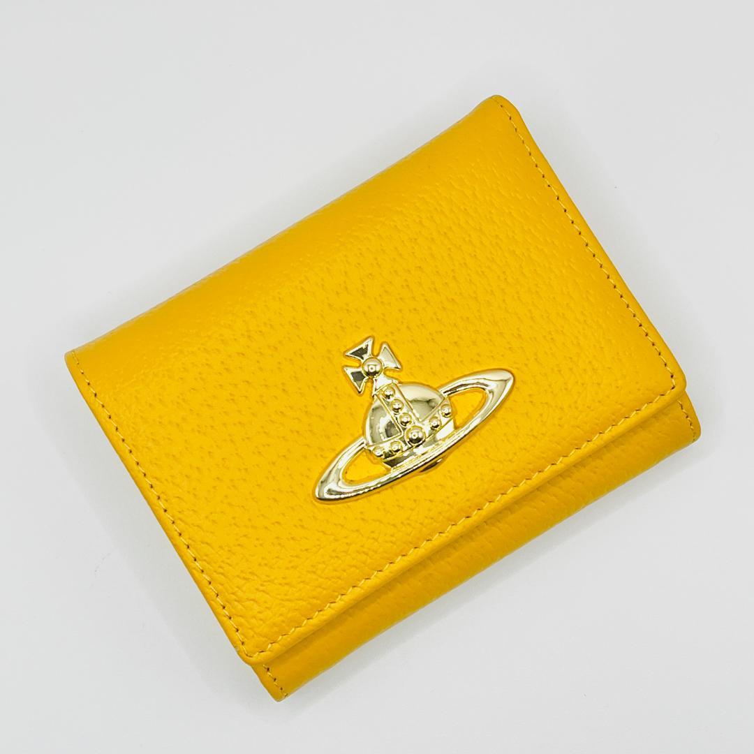 大人気 Vivienne Westwood 特価がま口 定番 折財布 黄色 人気