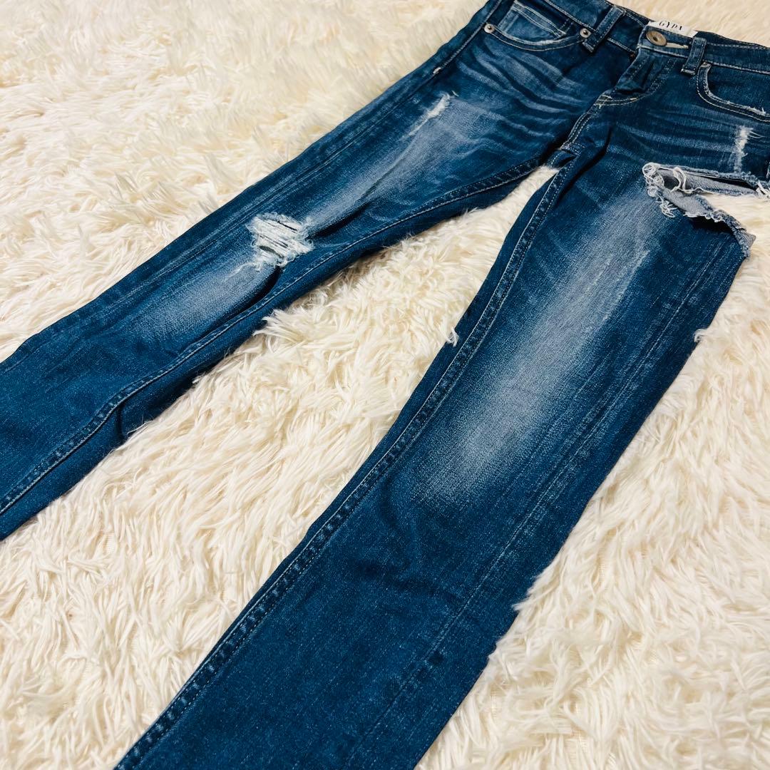 美品　GYDA ジェイダ サイドリップド　スキニーデニムパンツ ジーンズ　春服