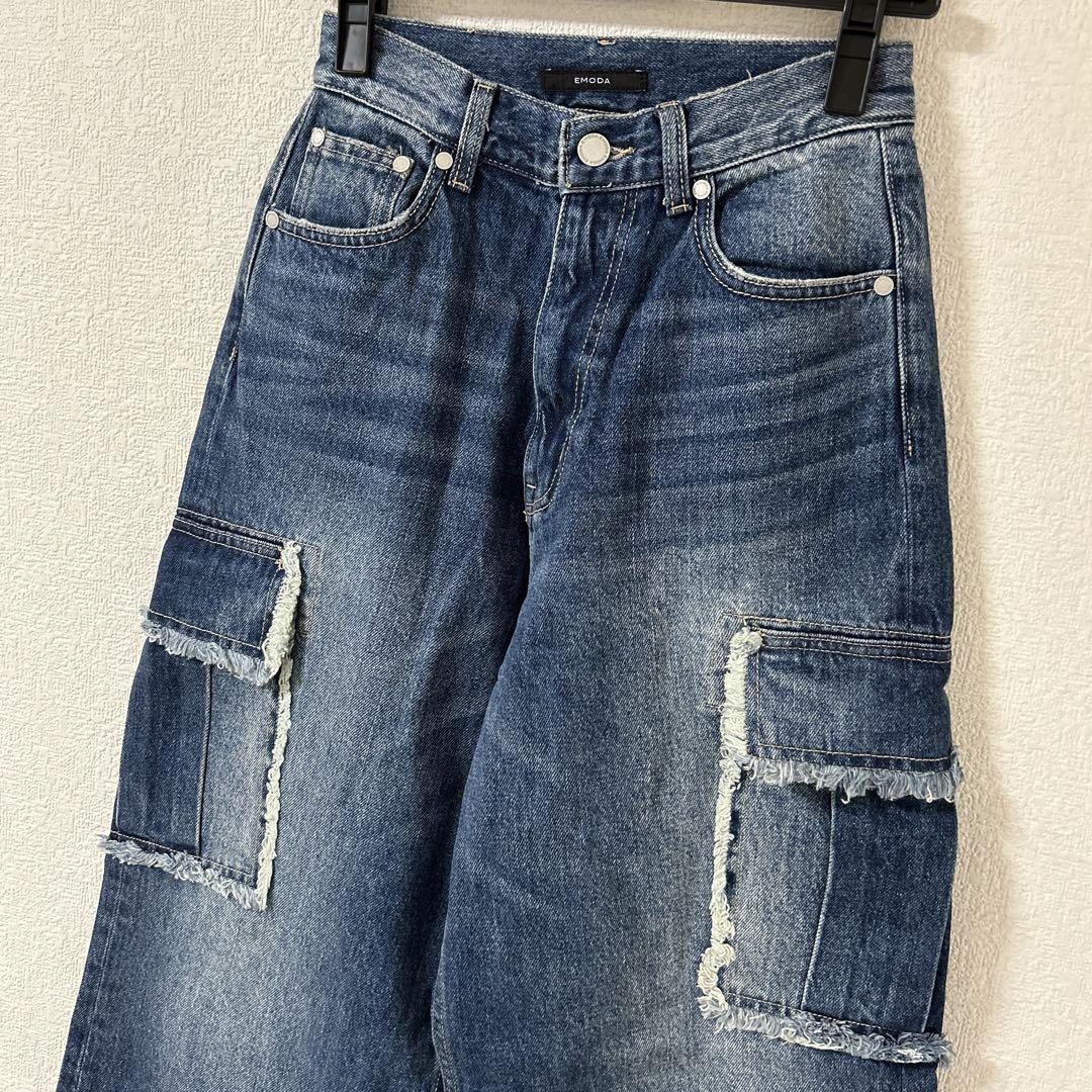 新品 タグ付き EMODA アウトポケットワイドジーンズ ルーズ
