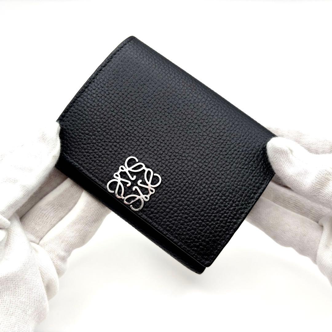 くるみ様 LOEWE ブラックレザー三つ折り財布