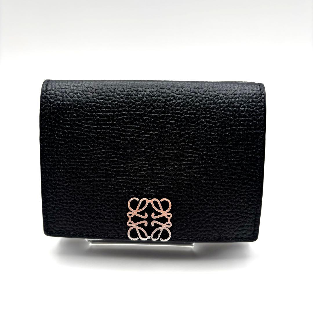 くるみ様 LOEWE ブラックレザー三つ折り財布