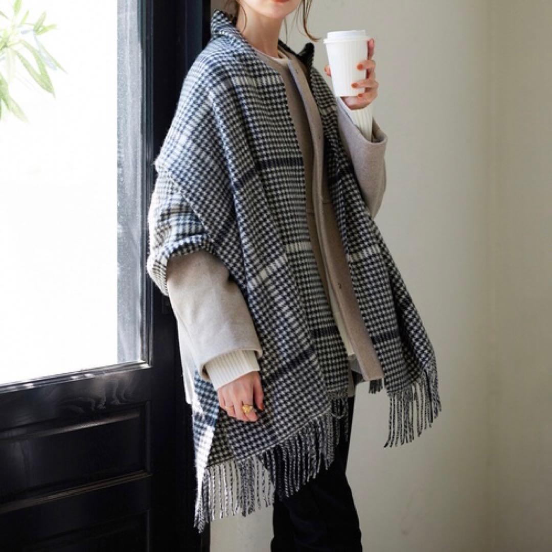 【美品】JOURNAL STANDARD カシミヤストール 千鳥柄