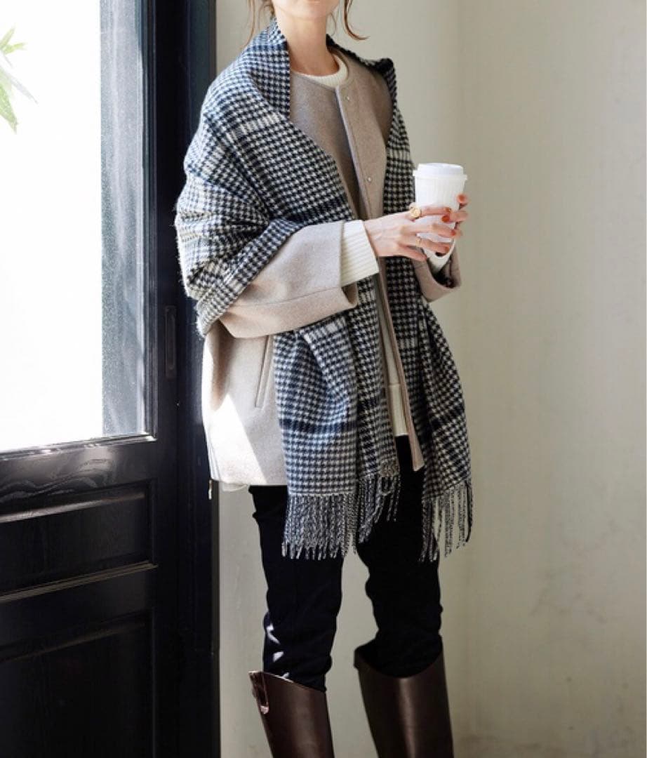 【美品】JOURNAL STANDARD カシミヤストール 千鳥柄