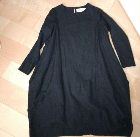★美品★Veritecoeur ★コクーン★ ウールリネンワンピース★黒★