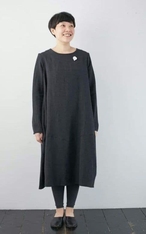 ★美品★Veritecoeur ★コクーン★ ウールリネンワンピース★黒★